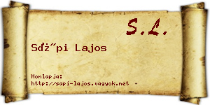 Sápi Lajos névjegykártya